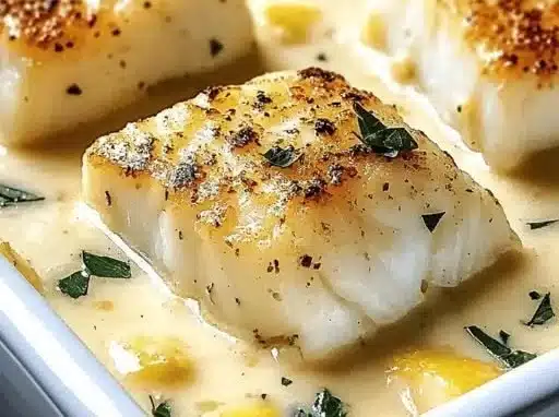 Baked Cod in Coconut Lemon Cream Sauce | Easy Weeknight Dinner 🐟🍋
