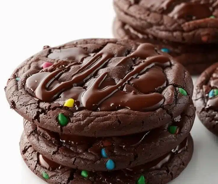 Decadent brownie cookies made with brownie mix, showcasing rich chocolate flavor.