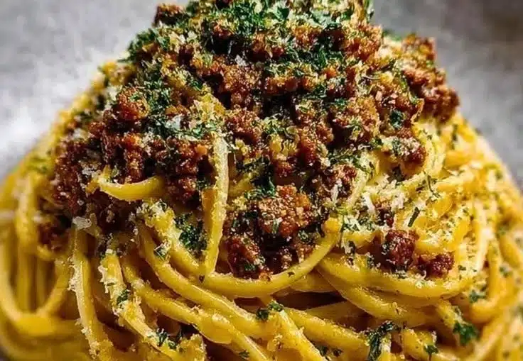 Creamy Parmesan Beef Linguine with Garlic Butter Sauce