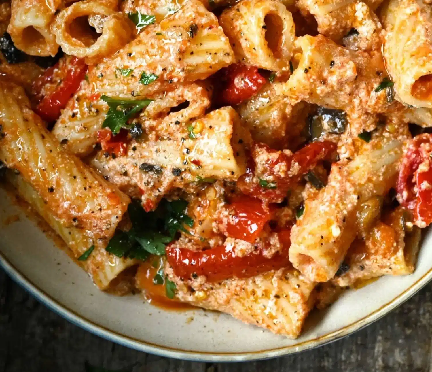 Eggplant and Sun-Dried Tomato Ricotta Pasta