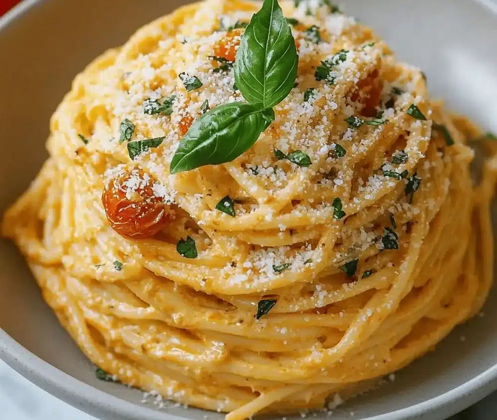 Italian Garlic Pasta with Roasted Tomatoes