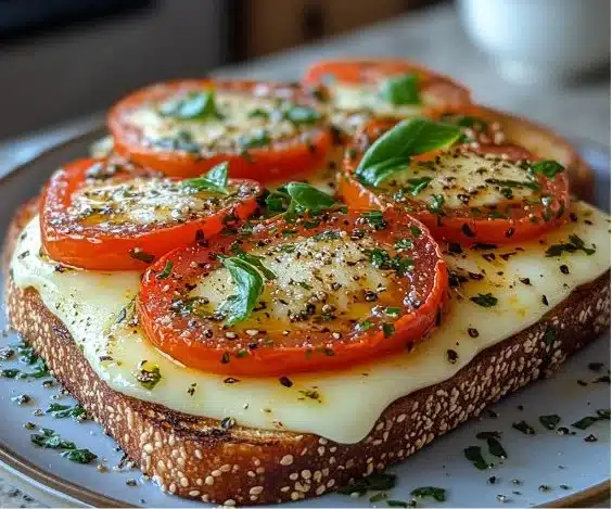 Tomato Basil Mozzarella Toast: A Fresh and Savory Delight